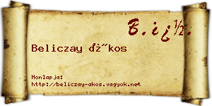 Beliczay Ákos névjegykártya